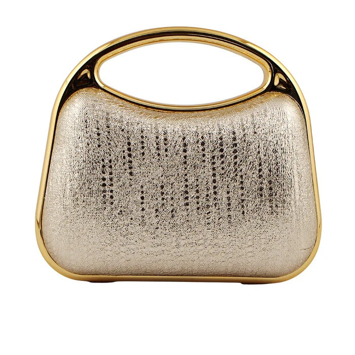 Elegant Champagne Gold Metallic Clutch Bag for Women