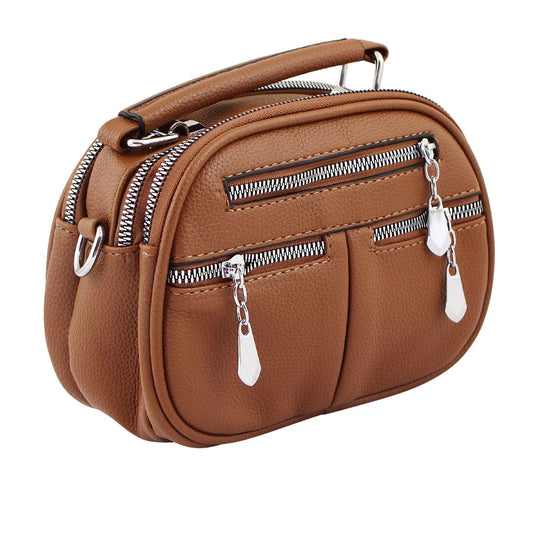 Elegant Tan Brown Faux Leather Handbag for Women