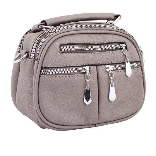 Elegant Grey Faux Leather Handbag for Women