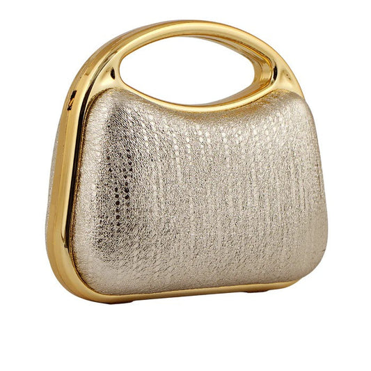 Elegant Champagne Gold Metallic Clutch Bag for Women