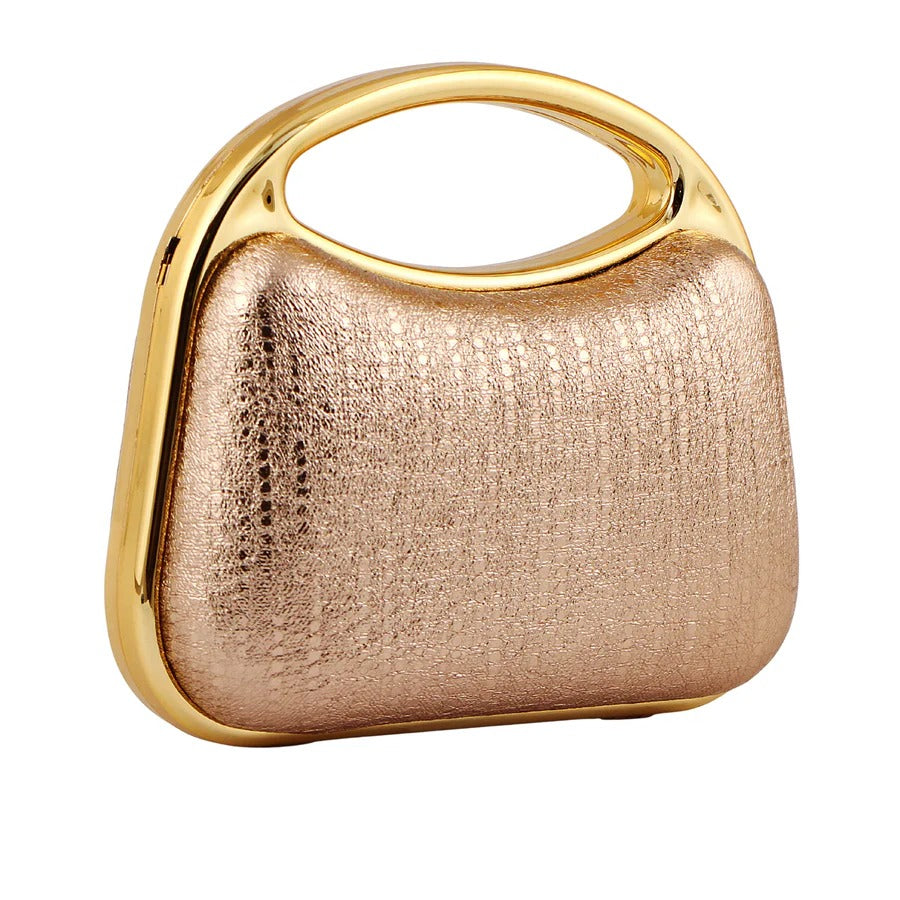 Elegant Rose Gold Metallic Clutch Bag