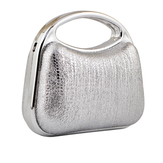 Elegant Silver Metallic Clutch Bag for Women