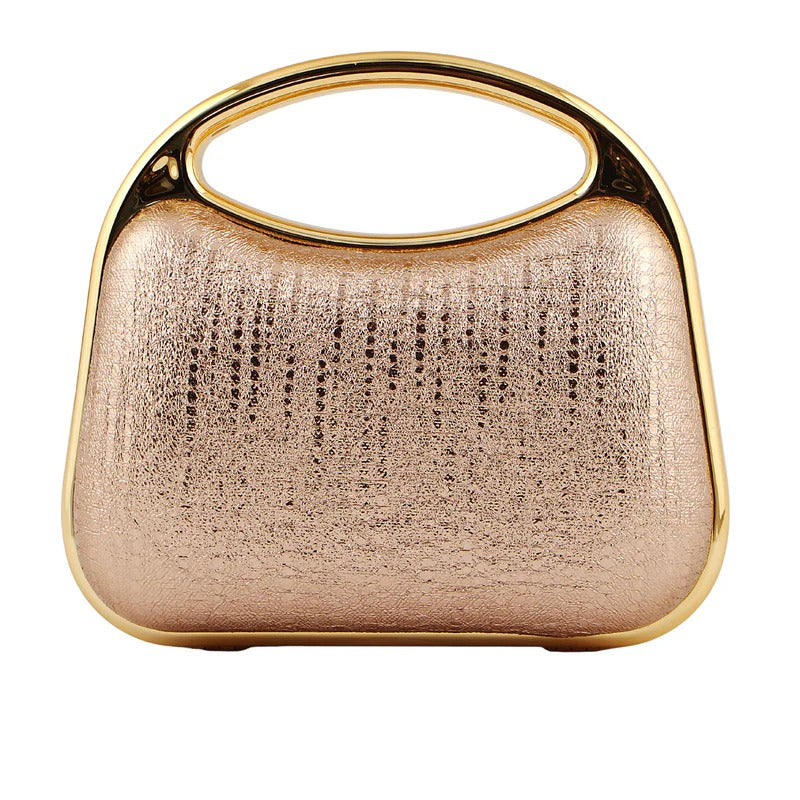 Elegant Rose Gold Metallic Clutch Bag