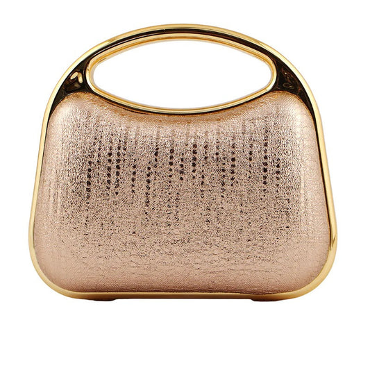 Elegant Rose Gold Metallic Clutch Bag