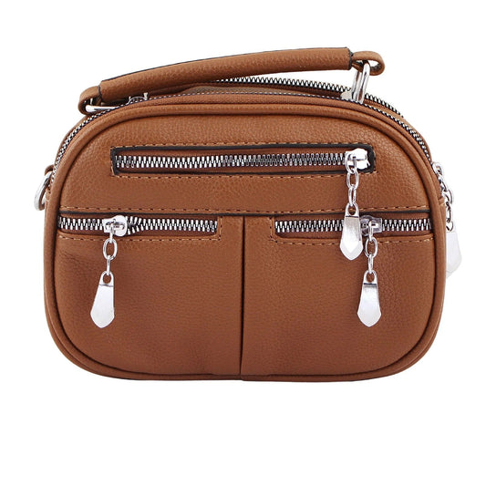 Elegant Tan Brown Faux Leather Handbag for Women
