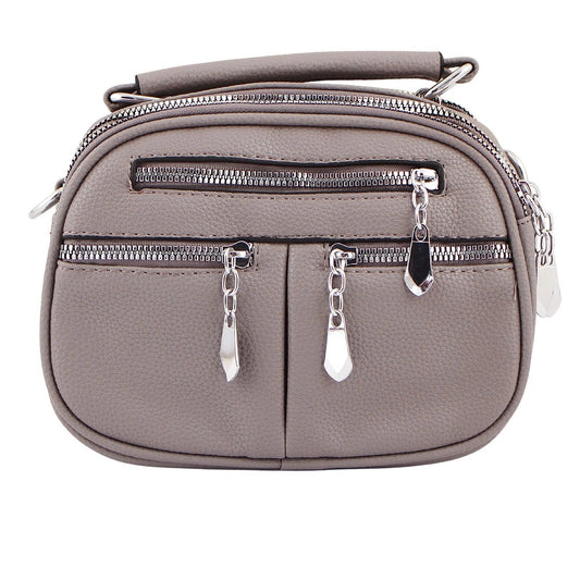 Elegant Grey Faux Leather Handbag for Women
