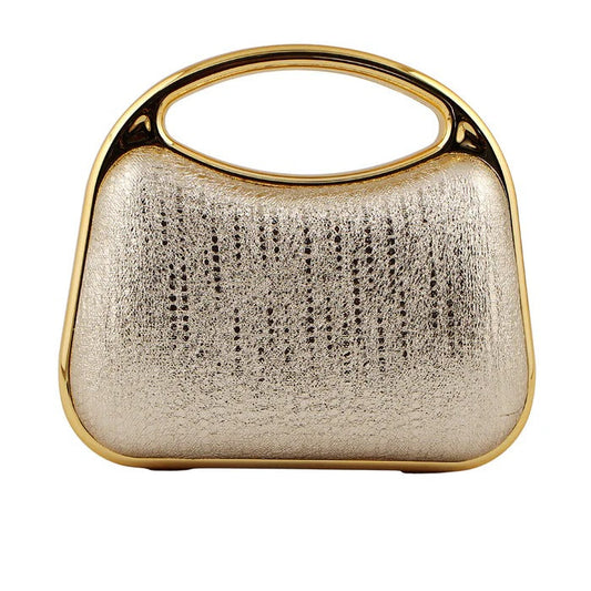 Elegant Champagne Gold Metallic Clutch Bag for Women
