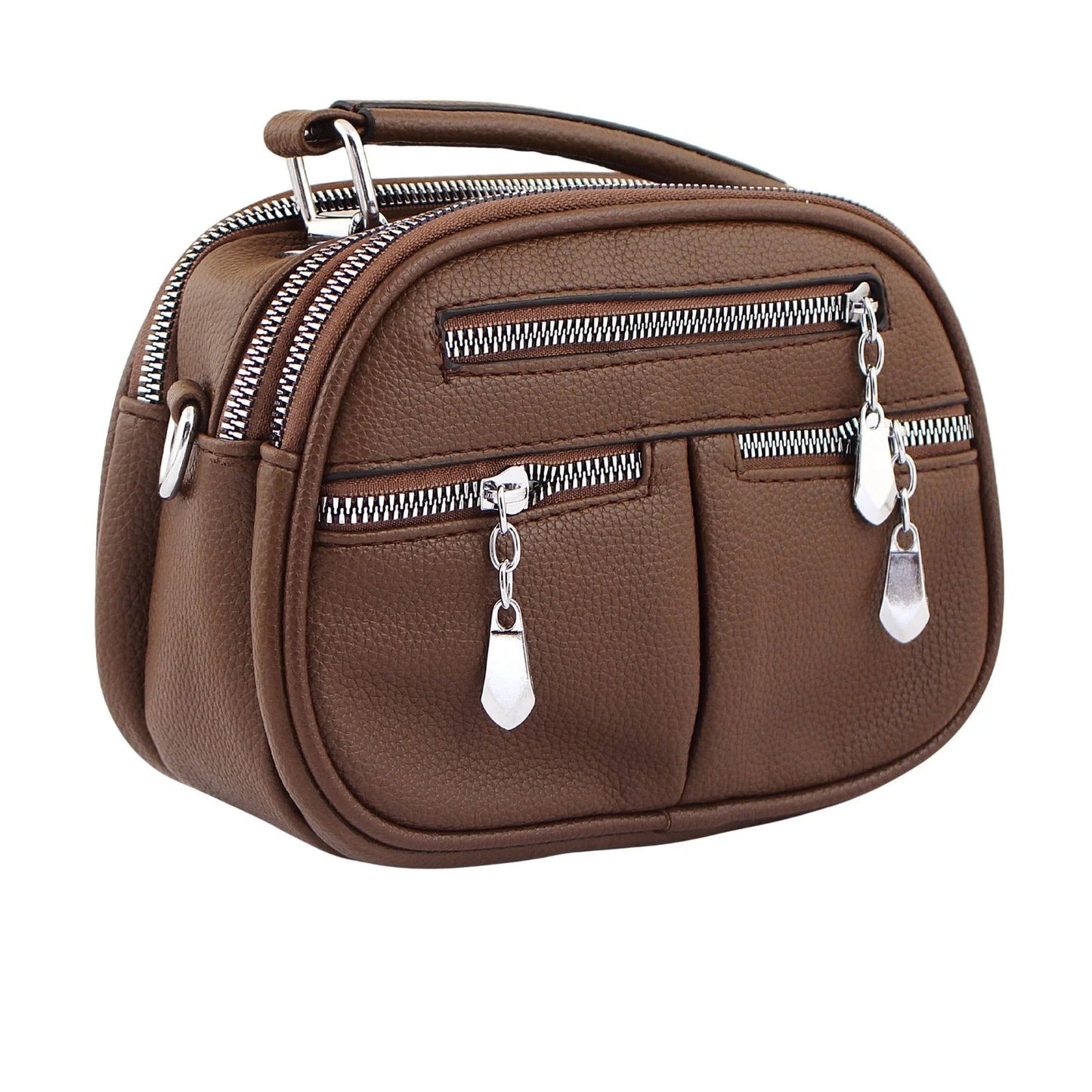 Dark Brown Faux Leather Handbag for Women