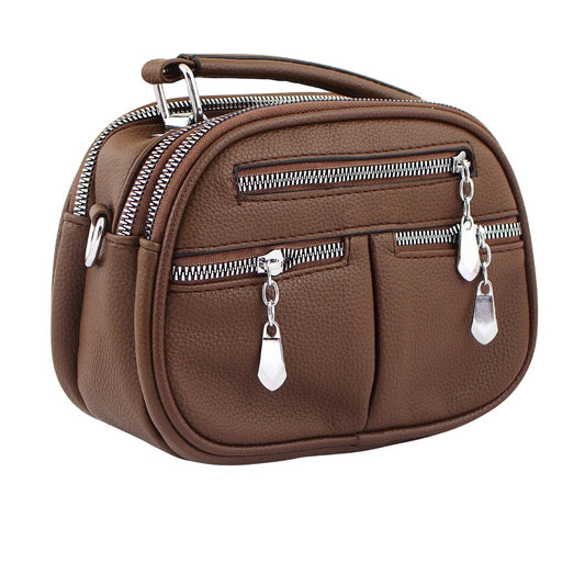 Dark Brown Faux Leather Handbag for Women