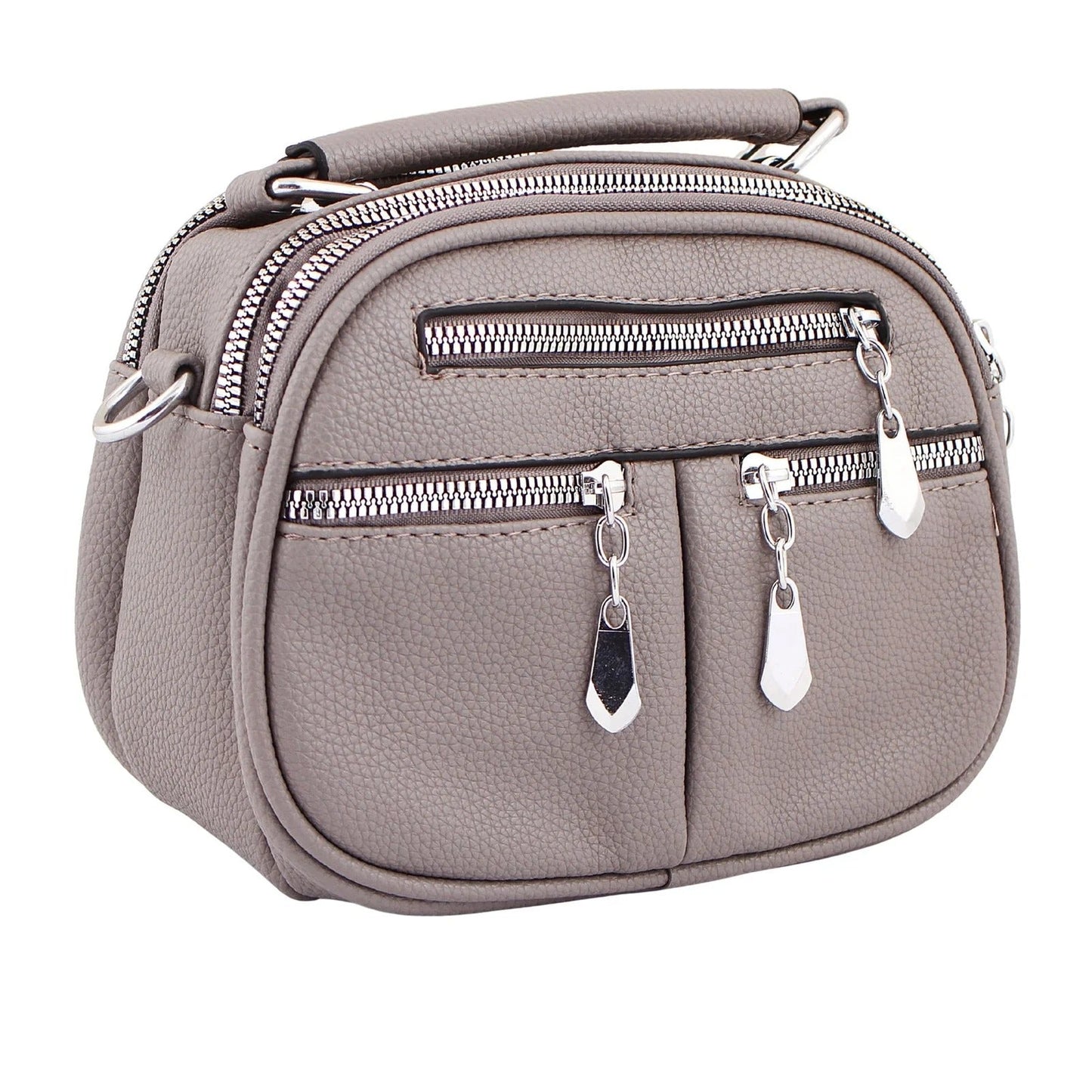 Elegant Grey Faux Leather Handbag for Women