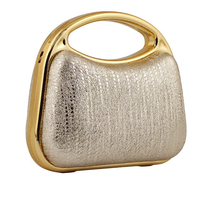 Elegant Champagne Gold Metallic Clutch Bag for Women